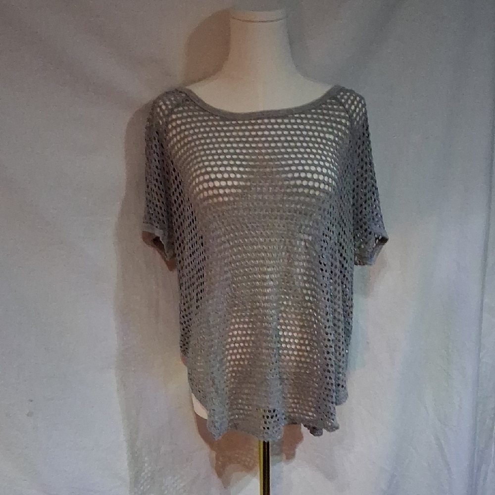 Gray Mesh Women's Top